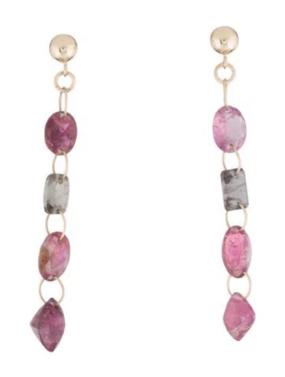 Pre-owned Earrings 14k Tourmaline Drop  In Multi