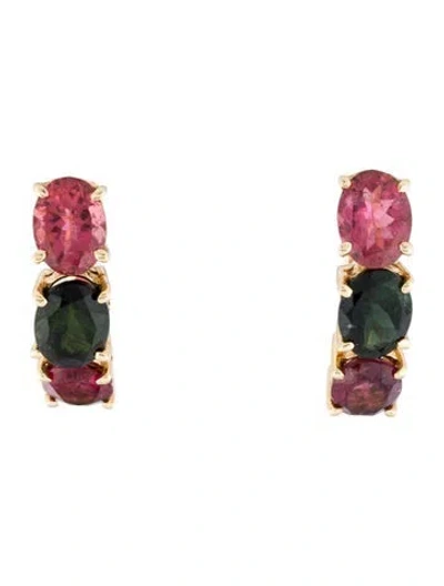 Pre-owned Earrings 14k Tourmaline Drop  In Multi