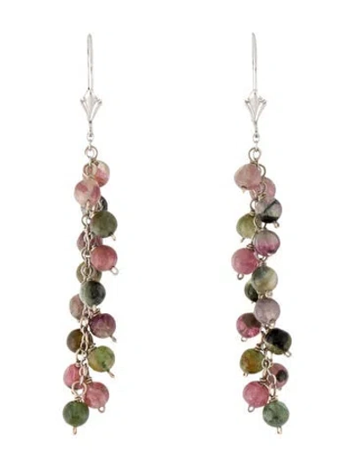 Pre-owned Earrings 14k Tourmaline Drop  In Multi