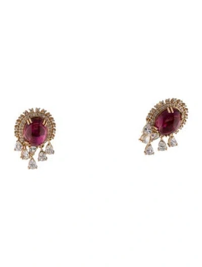 Pre-owned Earrings 14k Tourmaline, Sapphire & Diamond Drop  In Multi