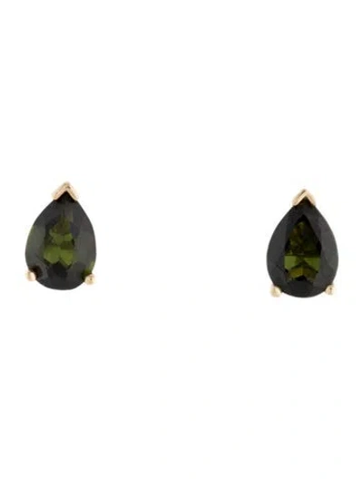 Pre-owned Earrings 14k Tourmaline Stud  In Multi