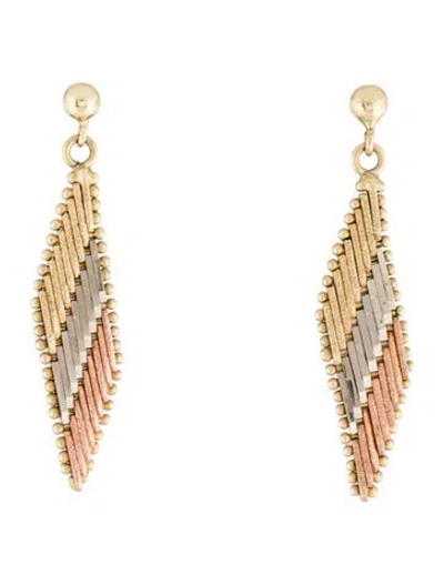 Pre-owned Earrings 14k Tri-color Drop  In Multi