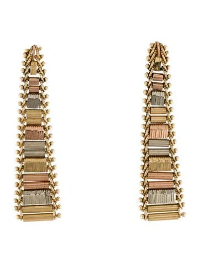 Pre-owned Earrings 14k Tri-color Drop  In Multi