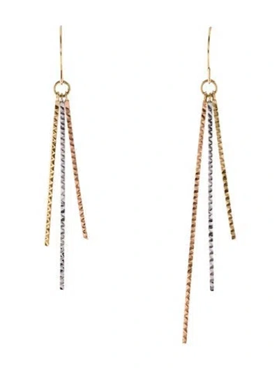 Pre-owned Earrings 14k Tri-color Drop  In Multi