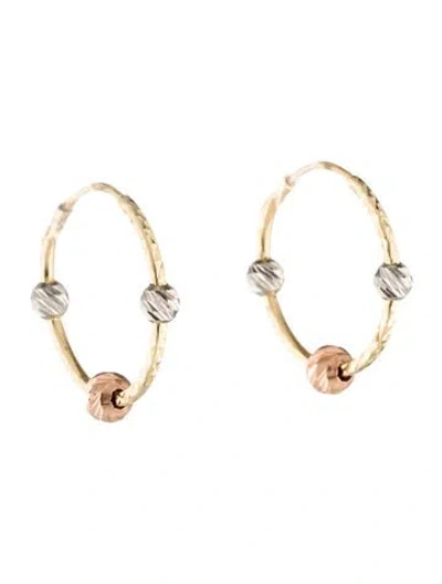 Pre-owned Earrings 14k Tri-color Hoop  In Multi