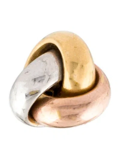 Pre-owned Earrings 14k Tricolor Knot Single Stud Earring In Multi