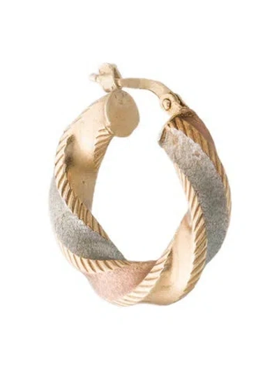 Pre-owned Earrings 14k Tri-color Single Hoop Earring In Multi