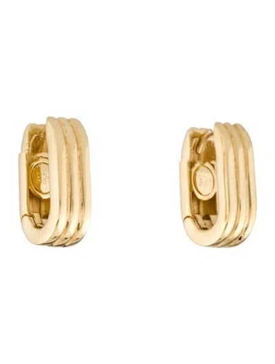 Pre-owned Earrings 14k Triple-row Oval Hoop  In Multi