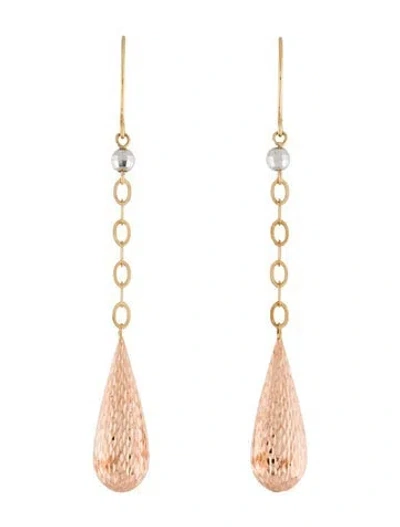 Pre-owned Earrings 14k Tri-tone Drop  In Multi