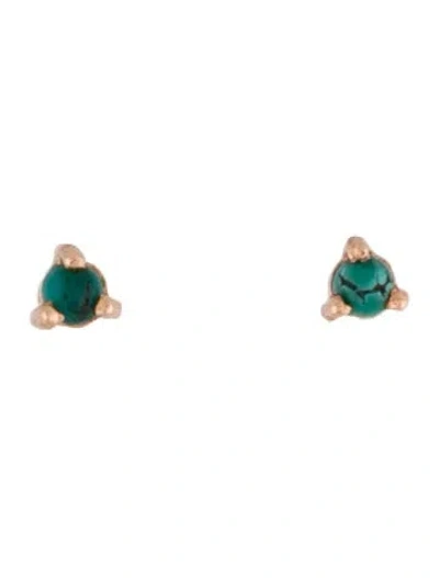 Pre-owned Earrings 14k Turquoise Curved Post Stud  In Multi