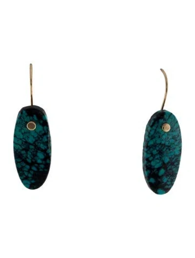 Pre-owned Earrings 14k Turquoise Drop  In Multi