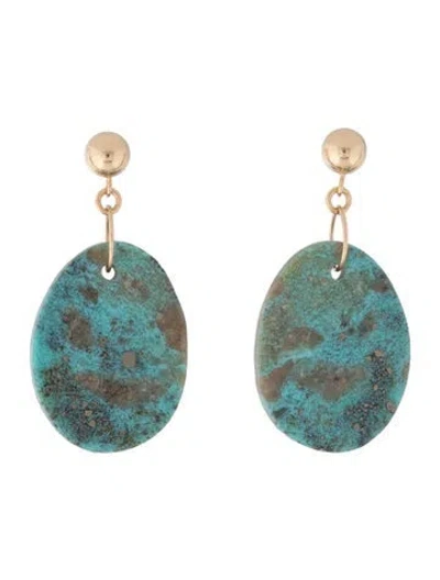 Pre-owned Earrings 14k Turquoise Drop  In Multi
