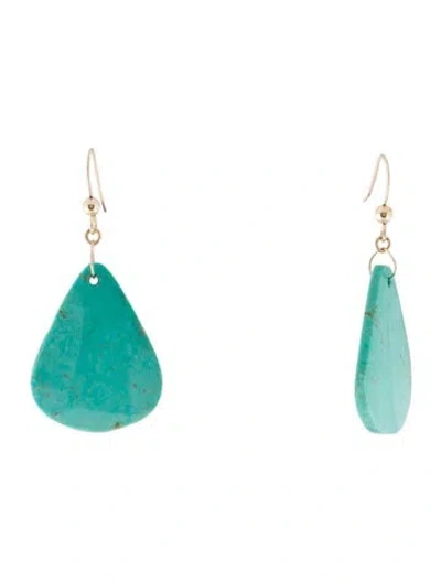Pre-owned Earrings 14k Turquoise Drop  In Multi