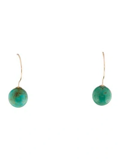 Pre-owned Earrings 14k Turquoise Drop  In Multi