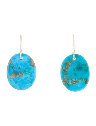 Pre-owned Earrings 14k Turquoise Drop  In Multi