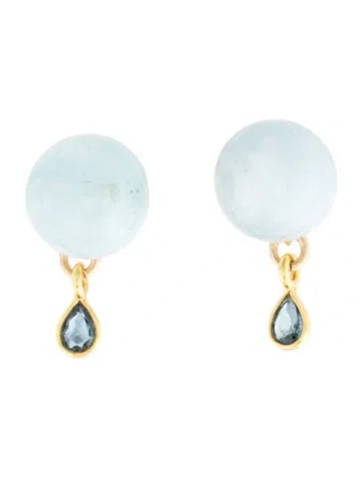 Pre-owned Earrings 14k Turquoise Drop  In Multi