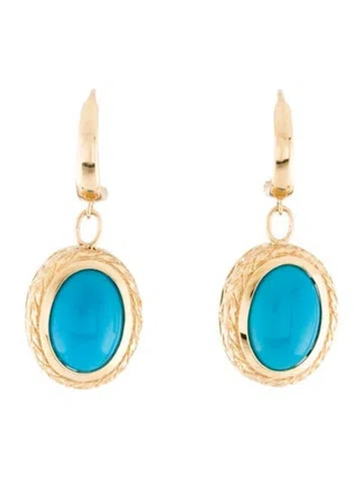 Pre-owned Earrings 14k Turquoise Drop  In Multi