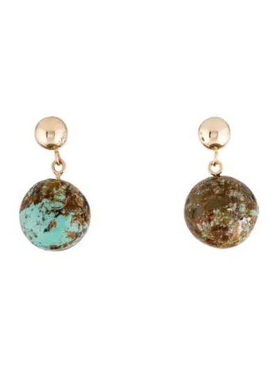 Pre-owned Earrings 14k Turquoise Drop  In Multi