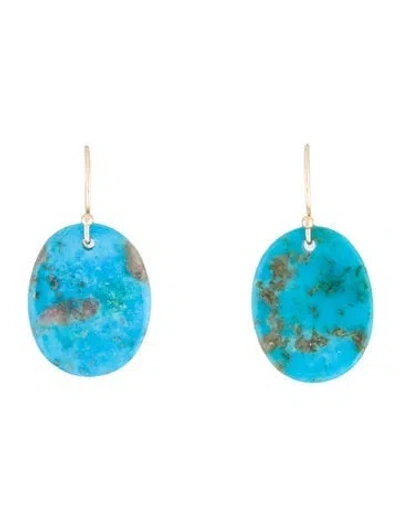 Pre-owned Earrings 14k Turquoise Drop  In Multi