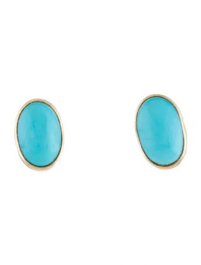 Pre-owned Earrings 14k Turquoise Stud  In Multi