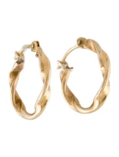 Pre-owned Earrings 14k Twisted Hoop  In Multi