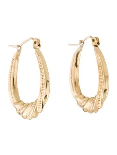 Pre-owned Earrings 14k Twisted Textured Hoop  In Multi