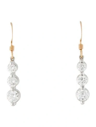Pre-owned Earrings 14k Two-tone 1.42ctw Diamond Drop  In Multi
