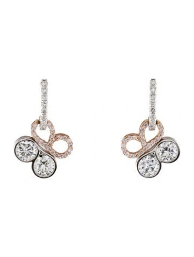 Pre-owned Earrings 14k Two-tone 1.72ctw Lab-grown Diamond Butterfly Drop  In Multi
