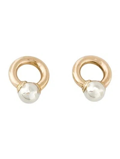 Pre-owned Earrings 14k Two-tone Ball Earring Enhancers In Multi