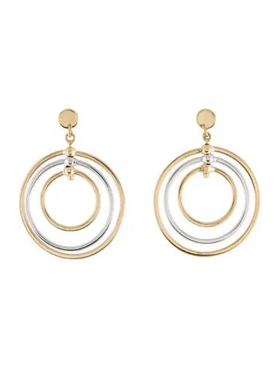 Pre-owned Earrings 14k Two-tone Concentric Circle Drop  In Multi