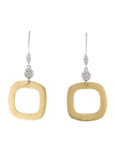 Pre-owned Earrings 14k Two-tone Diamond Drop  In Multi