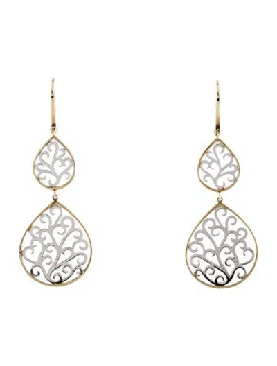 Pre-owned Earrings 14k Two-tone Drop  In Multi