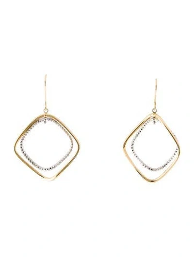 Pre-owned Earrings 14k Two-tone Drop  In Multi