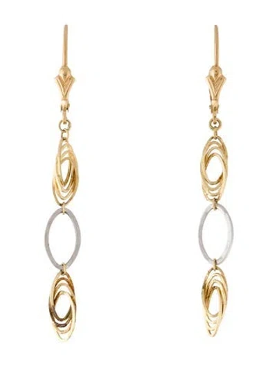 Pre-owned Earrings 14k Two-tone Drop  In Multi