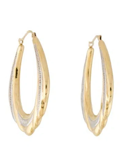 Pre-owned Earrings 14k Two-tone Hoop Earirngs In Multi