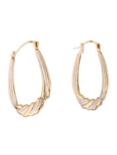 Pre-owned Earrings 14k Two-tone Hoop  In Multi