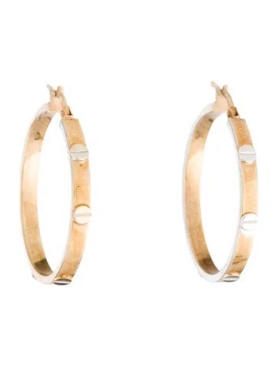 Pre-owned Earrings 14k Two-tone Hoop  In Multi