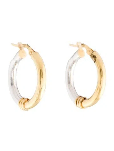 Pre-owned Earrings 14k Two-tone Hoop  In Multi