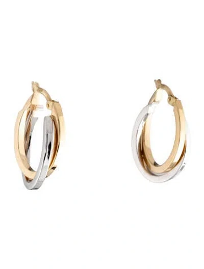 Pre-owned Earrings 14k Two-tone Hoop  In Multi
