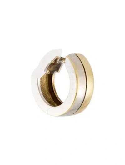 Pre-owned Earrings 14k Two-tone Huggie Earring In Multi
