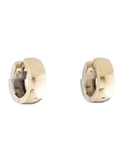 Pre-owned Earrings 14k Two-tone Huggie  In Multi