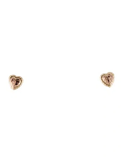 Pre-owned Earrings 14k Two-tone Textured Heart  In Multi