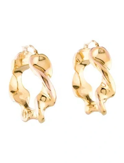 Pre-owned Earrings 14k Two-tone Twist Hoop  In Multi
