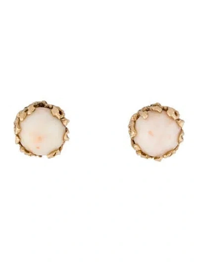 Pre-owned Earrings 14k Vintage Coral Earclips In Multi
