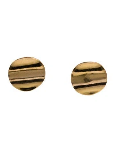 Pre-owned Earrings 14k Wavy Disc Stud  In Multi