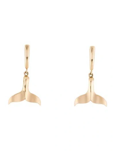 Pre-owned Earrings 14k Whale Tail Drop  In Multi