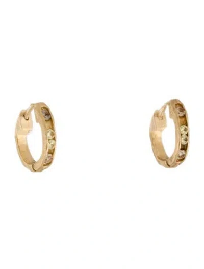Pre-owned Earrings 14k Yellow Sapphire Huggie  In Multi