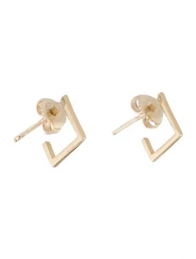 Pre-owned Earrings 14kt Square Hoop  In Multi