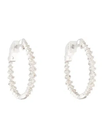 Pre-owned Earrings 14l 1.09ctw Diamond Inside-out Tapered Hoop  In Multi