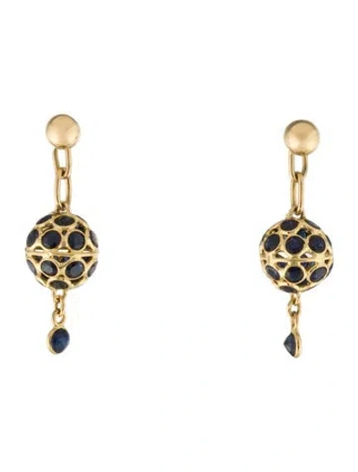 Pre-owned Earrings 18 2.60ctw Sapphire Drop  In Multi